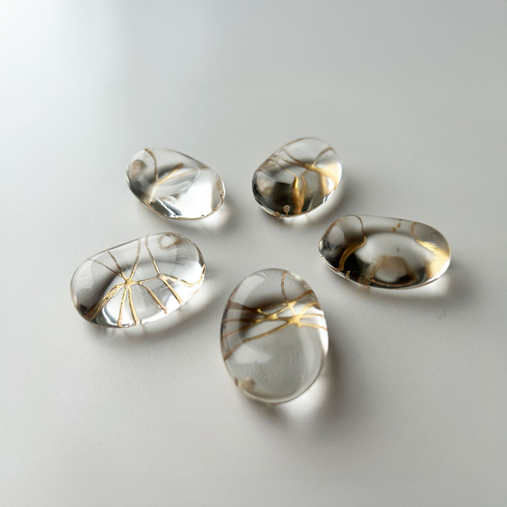 【工場直送わけあり品50%OFF】金の箸置き銀の箸置き豆ガラス金糸5個【区分D　251218-24】