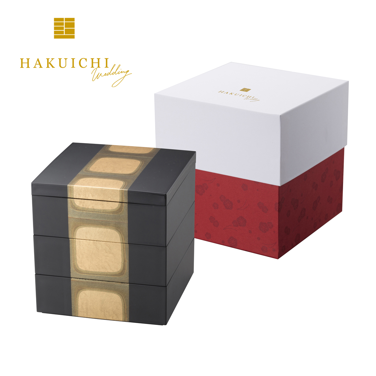 《HAKUICHI Wedding》古代箔　5寸三段重(黒)HW