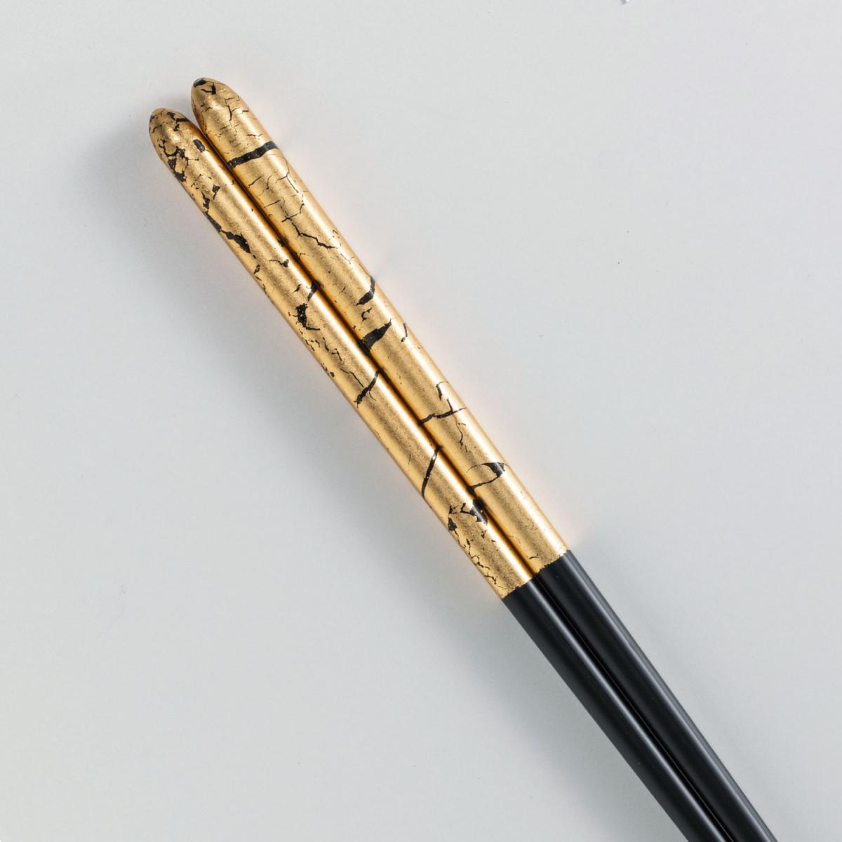 金の箸　銀の箸　貫入(黒)