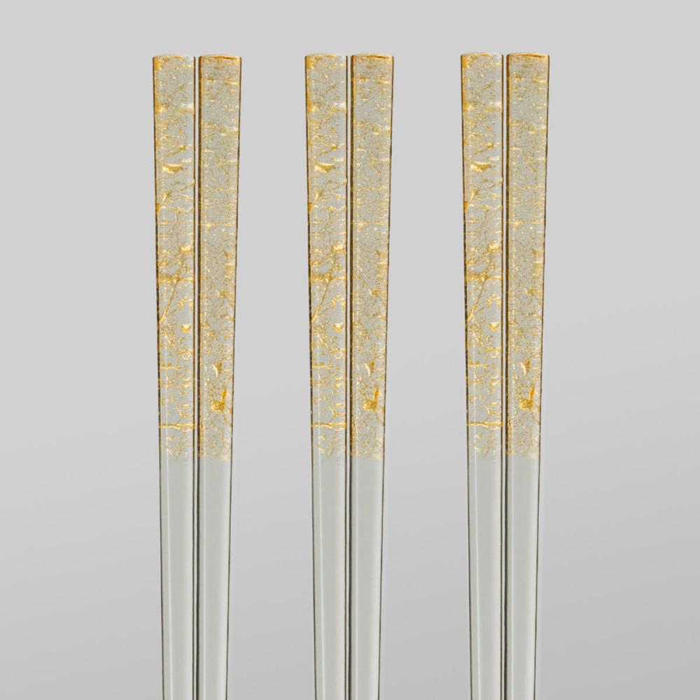【わけあり品】金の箸　銀の箸　クリア箸(金糸) 3膳セット【区分D A121-09001】