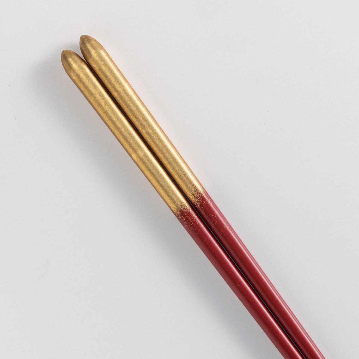 金の箸　銀の箸　霞流し(金・赤)